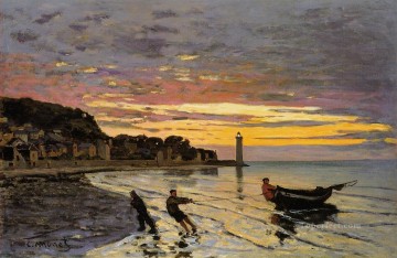 Hauling a Boat Ashore Honfleur Claude Monet Oil Paintings